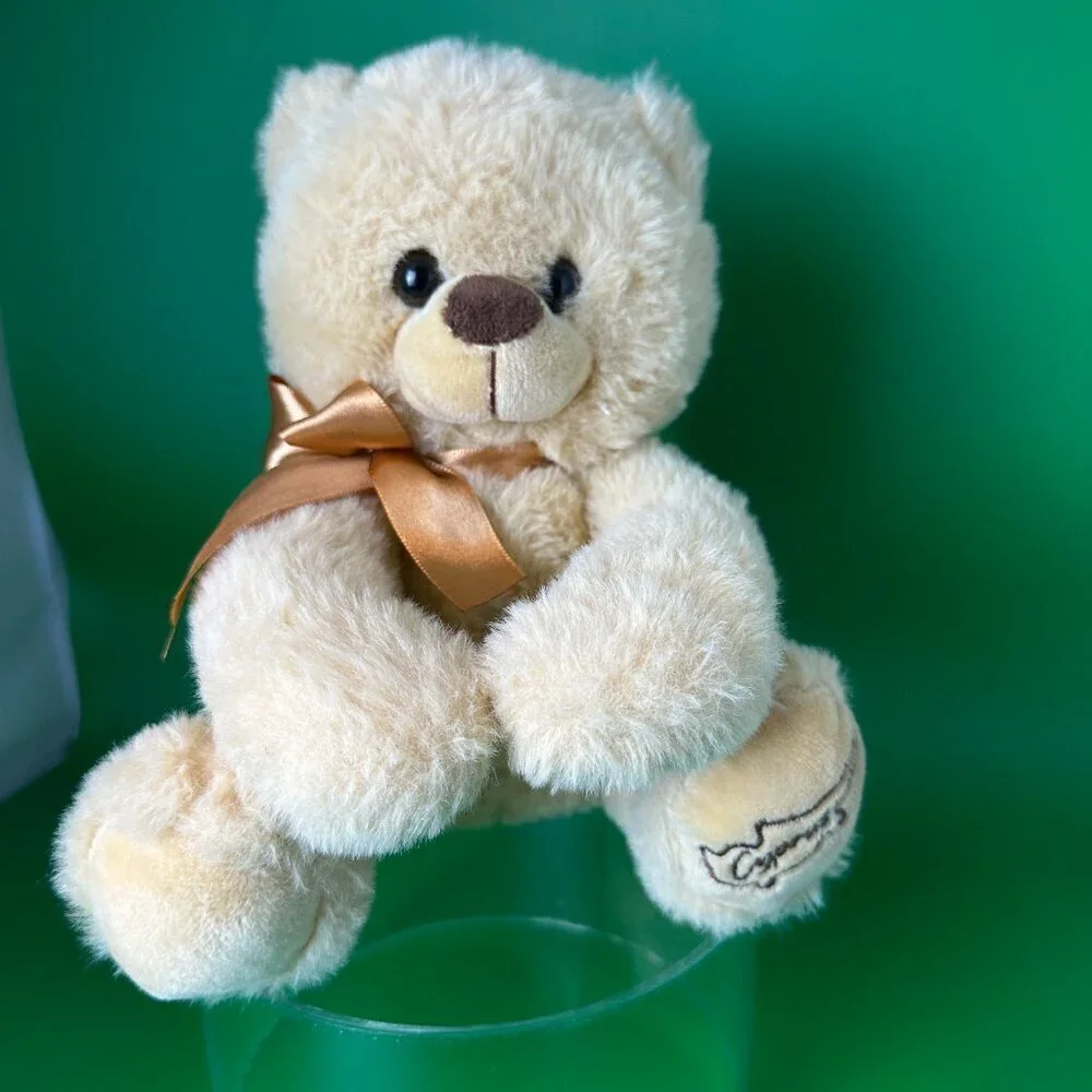 PLUSH TEDD BEAR WITH ROBBON AND EMBROIDERED 